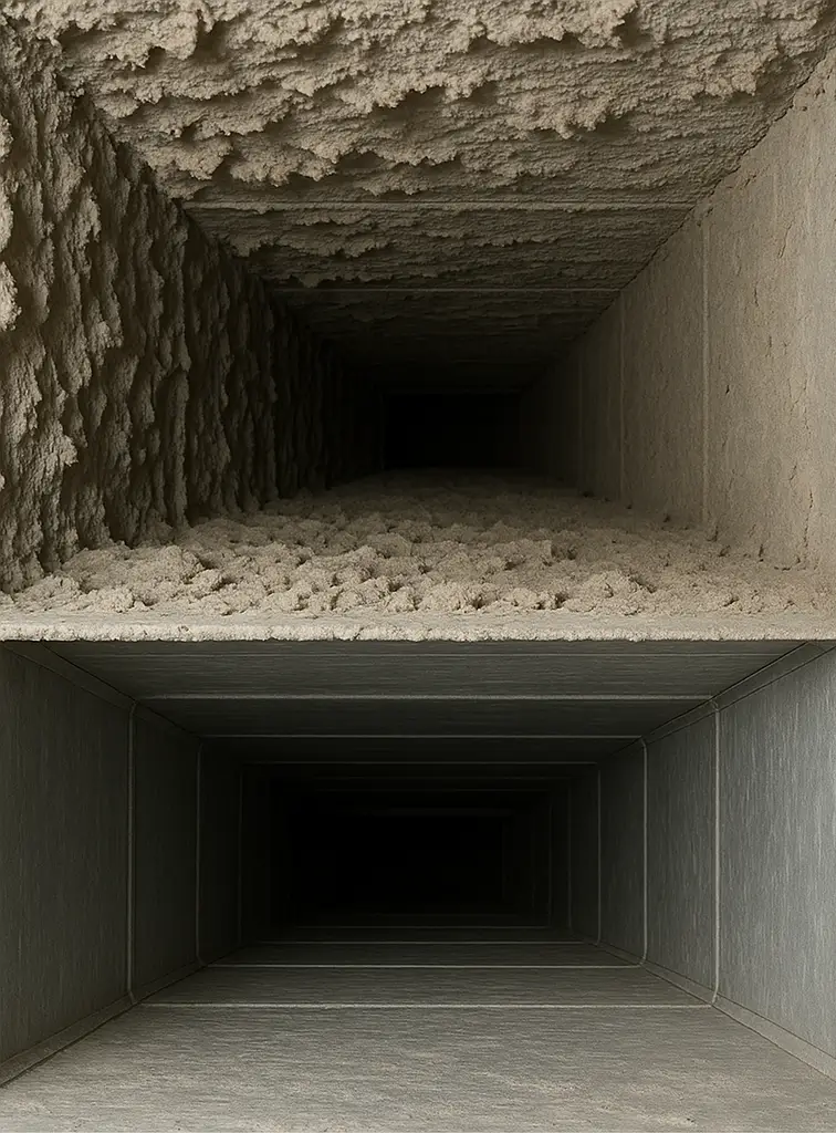 Before and after of professional duct cleaning in Spring Valley TX